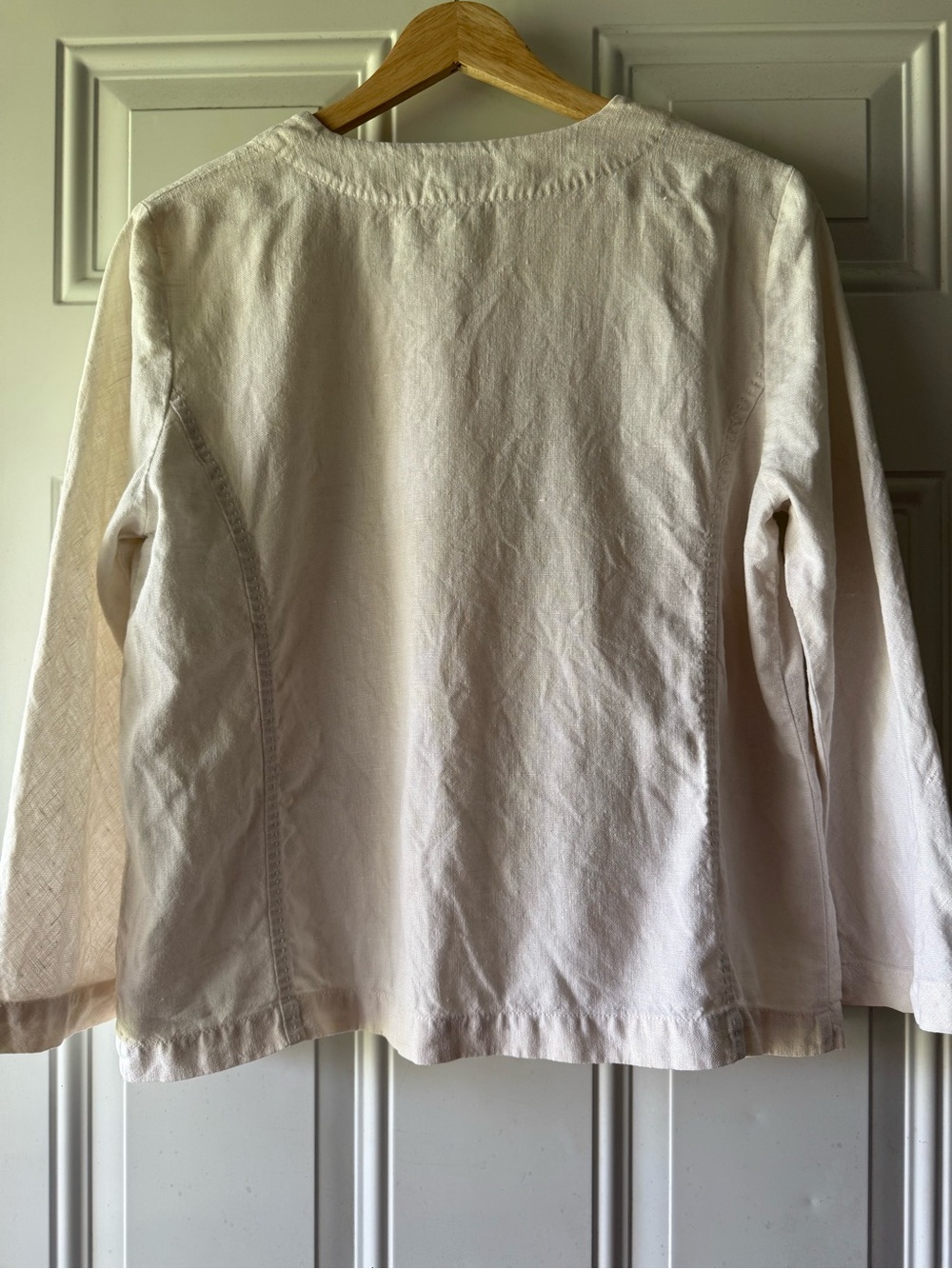 Eileen Fisher Women's Cream Irish Linen Collarless Blazer Jacket - Picture 4 of 9